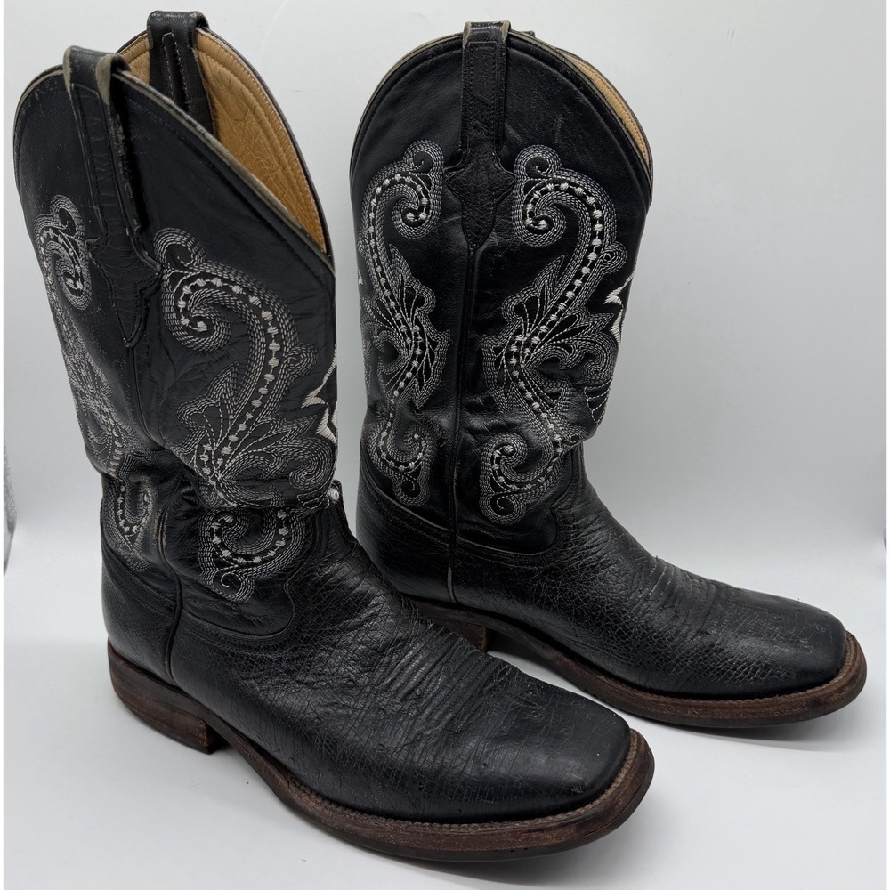 Ferrini Morgan 10293-04 Men's 9.5D Black Genuine Ostrich Western Cowboy Boots